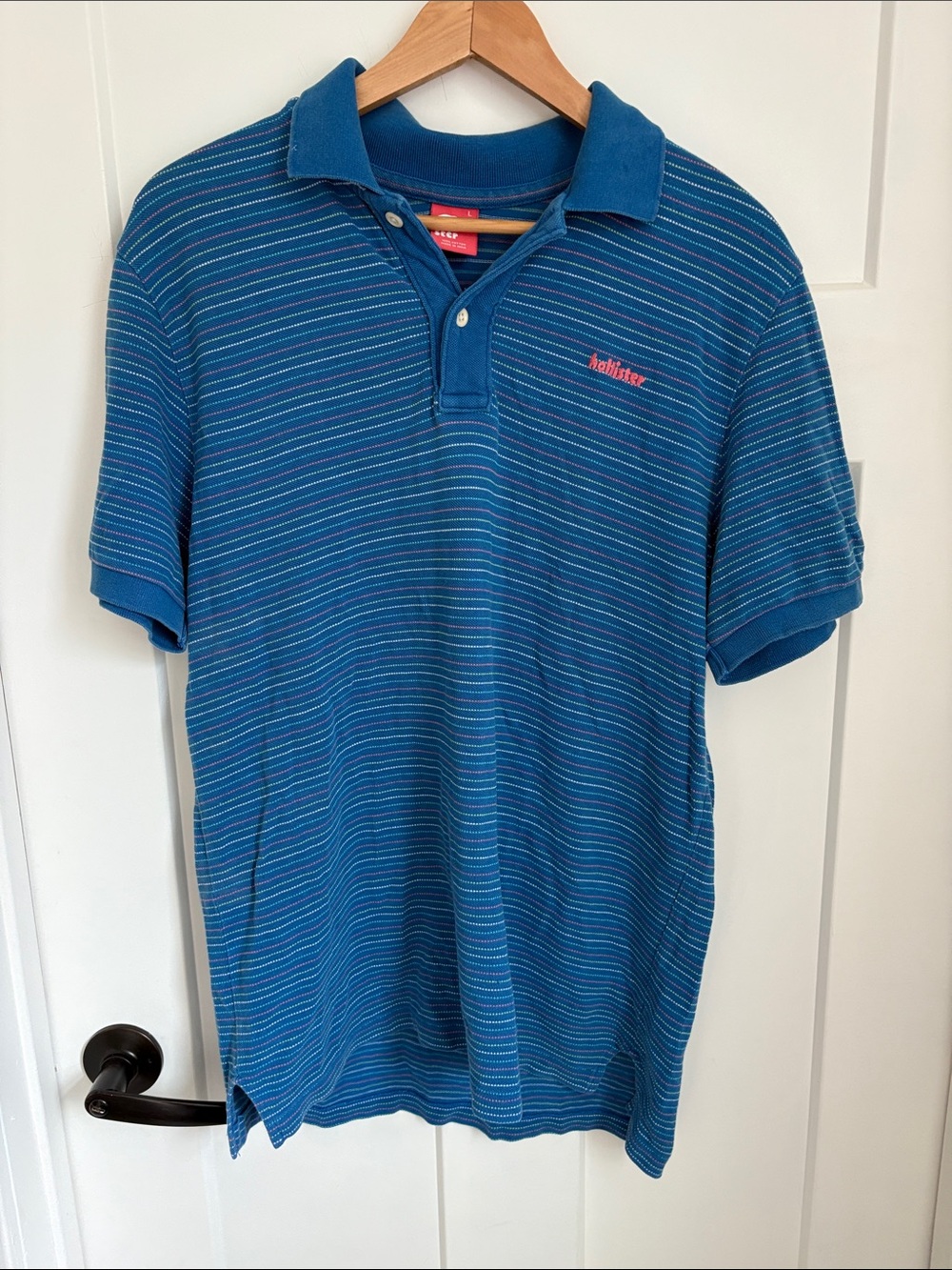Y2K Hollister Teal Blue Striped Polo